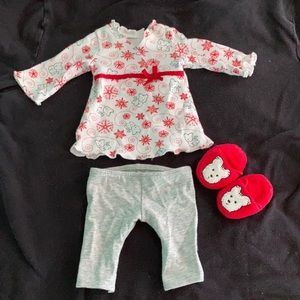 American Girl pajama set with matching slippers